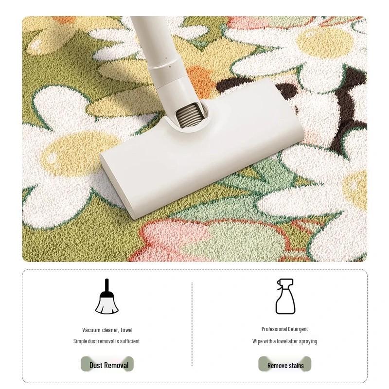 Floral Stain-Resistant Non-Slip Faux Cashmere Rug for Bedroom, Living Room, and Hallway