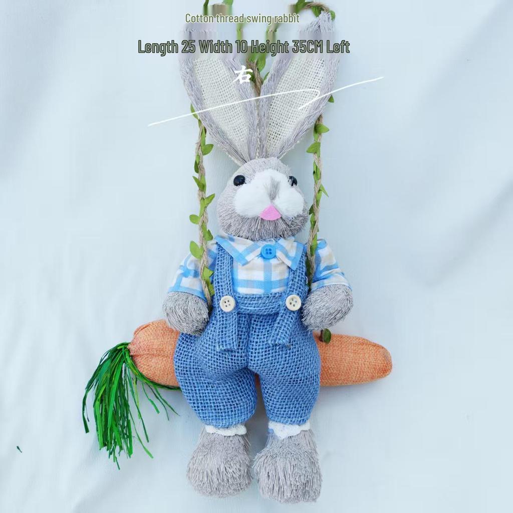 Handmade Straw Woven Rabbit Ornament - Cute Mori Style for Christmas & Easter
