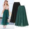 Zomer Dames Dames Geplooide Baggy Strandculottes Casual losse chiffon Wijde broek Rokbroek