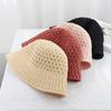 UV Protection Solid Color Hollow Out Foldable Beach Cap Sun Hat Women Straw Hats Bucket Hats