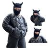 Novelty Devil Horn Face Cover Hat Knit Balaclava Cap for Women Men Winter Warm Hat Adult Halloween Costume Role Play Cap