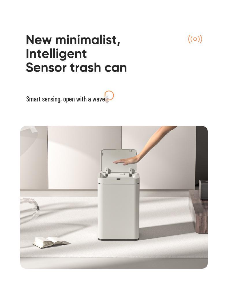 Large Capacity High-Legged Smart Sensor Trash Can with Lid for Kitchen, Bathroom, and Office
