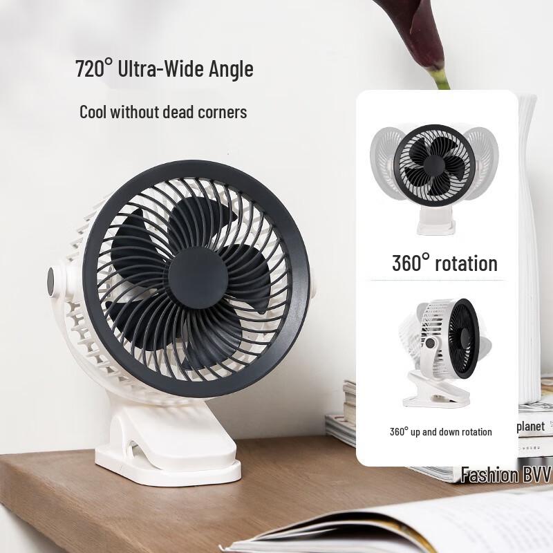 Portable USB Rechargeable Desk and Clip Fan CN plug (adapter included)