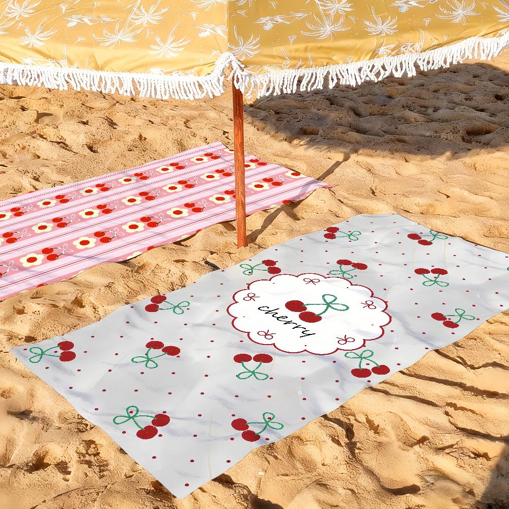 Red Cherry Love Romance Towel Soft Pool Gift For Travel Gym Shower Camping Quick Dry Sports Large Beach Towels