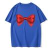Original Summer Couple Short-sleeved Silver Bow Printed Round Neck Fashionable Casual T-shirt Summer Couple Wear