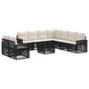 Garden Sofa Set 10 Pcs Black and Cream White Poly Rattan
