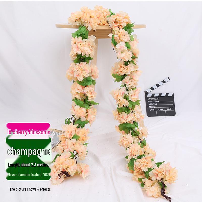 Artificial Rose Vine Ceiling Decor with Rattan for Living Room and AC Pipe Cover