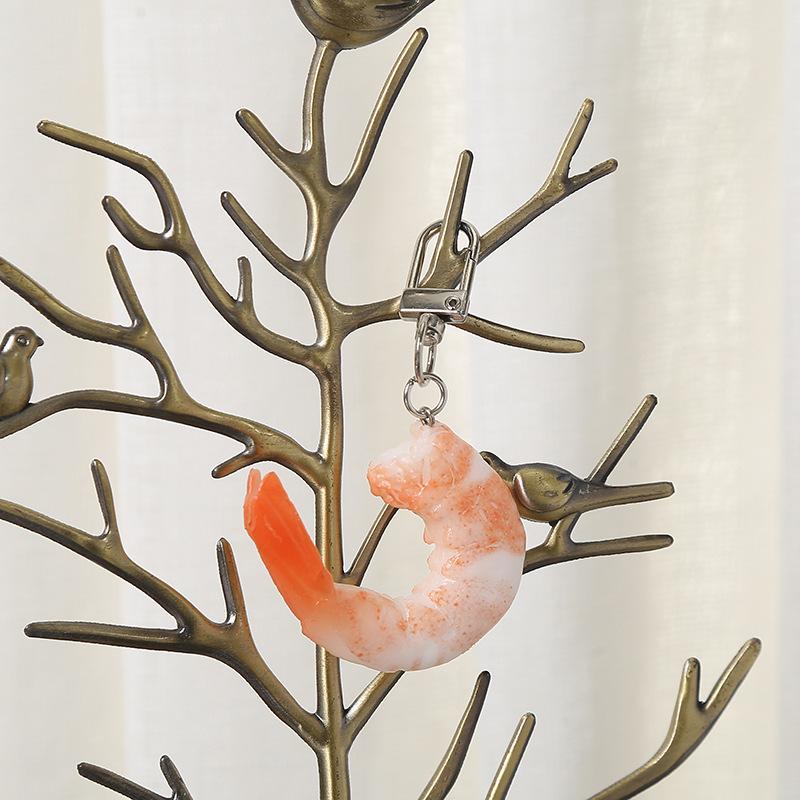PVC simulation shrimp key ring creative food shrimp bag pendant fun food play model hanging ornaments