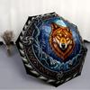 Wolf Moon Forest Crest pattern umbrella, portable and foldable design, 8 ribs, a casual accessory for Halloween, Christmas, and birthday gifts.