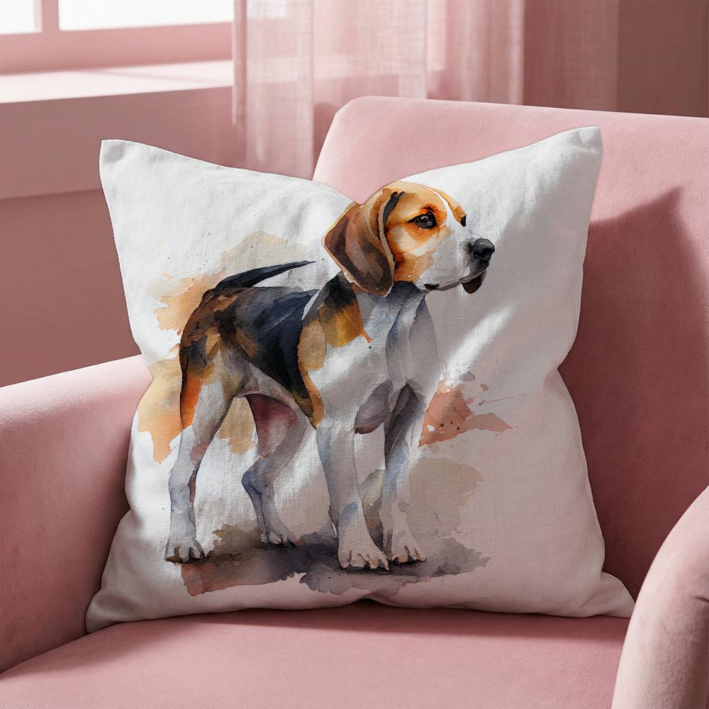 Cute Beagle Pet Dog Cushion Cover Multi-Scene Pillow Cover for Home & Car - Reversible, Soft & Durable for Daily Use