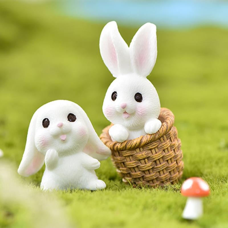 Niedliches Kaninchen-Häschen-Ornament, Kunstharz, für Zuhause, Mini-Häschen, Miniaturfiguren, Miniatur-Landschaftsdekoration, Heim, Osterdekoration