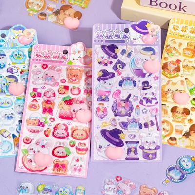 3D Relief Stickers Soft Cute Pet Cute Cartoon Puffy Sticker for Journaling DIY Phone Case Decoration Kawaii Stress Relief