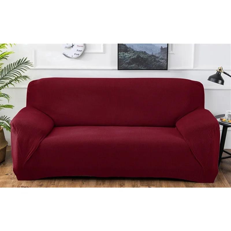 Autumn Winter Thickened Polar Fleece Elastic Sofa Cover All-inclusive Plaid Dust Slipcover Solid Color Full Cover Sofa Cover
