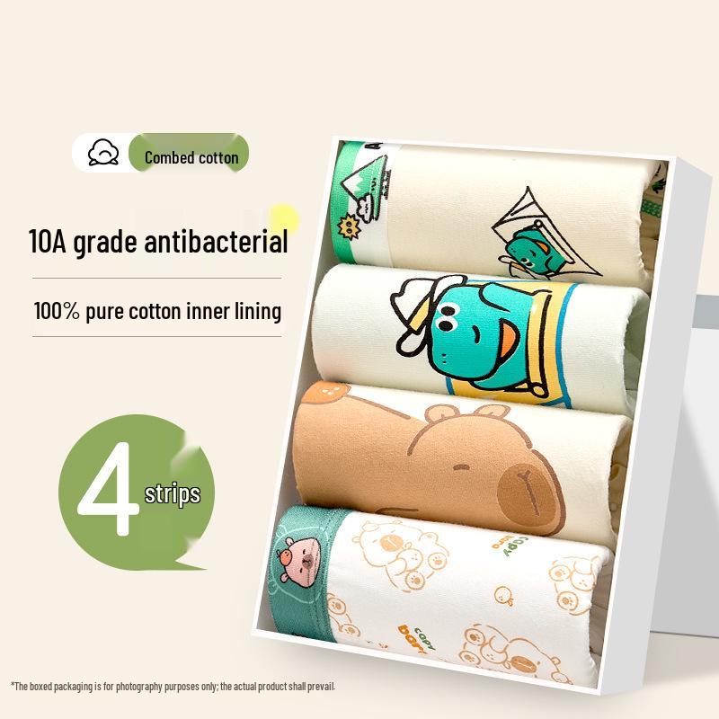 Children's Class A Pure Cotton Boxer Briefs, Antibacterial, 100% Cotton Crotch