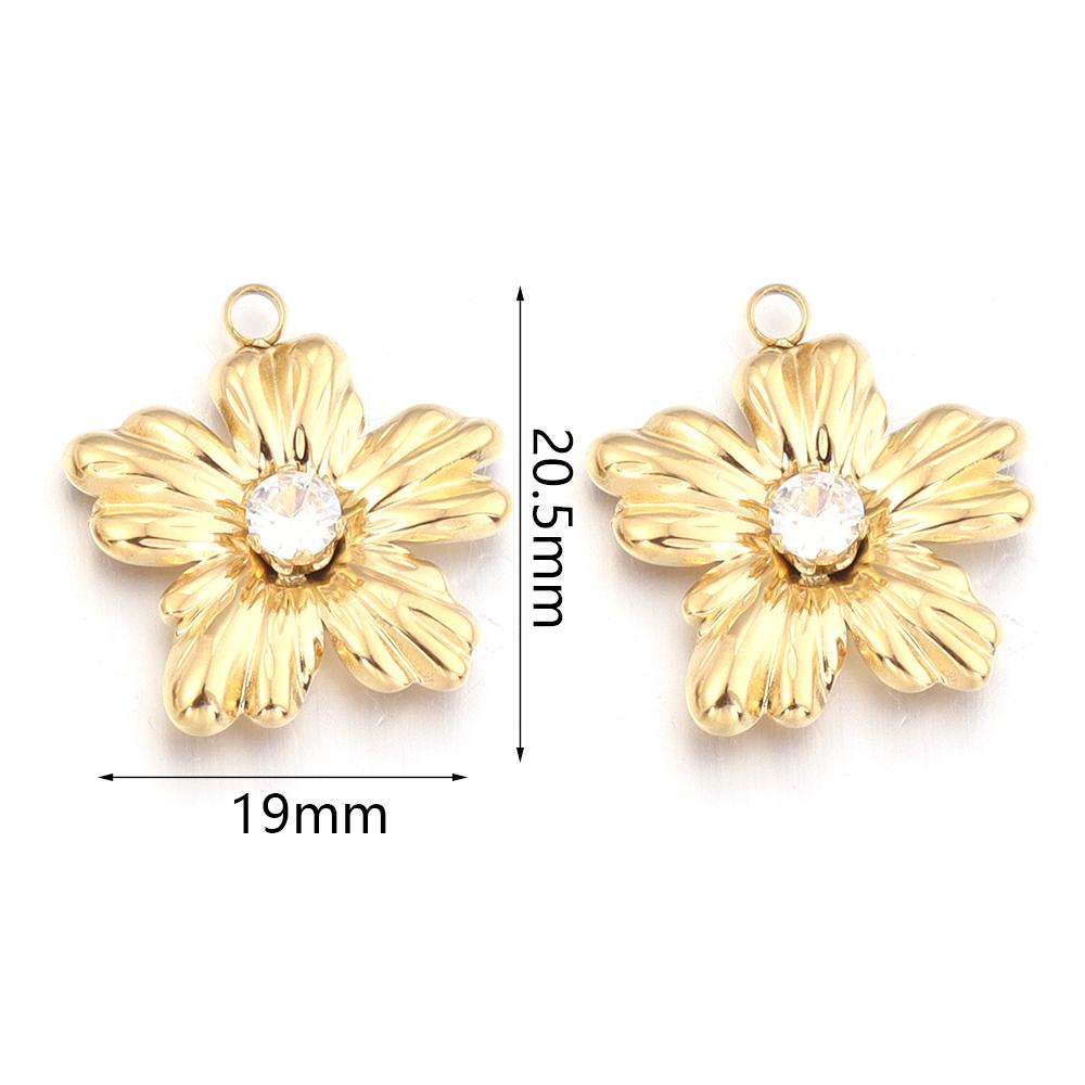 2Pcs Stainless Steel Pearl Flower Enamel Charms Exquisite Gold Color Pendant DIY Necklace Earrings Wedding Party Jewelry Finding