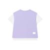 Fila Color Block Fake Two-Piece Round Neck Short Sleeve T-Shirt Women Tops Mousse-Purple F11W229114FVT