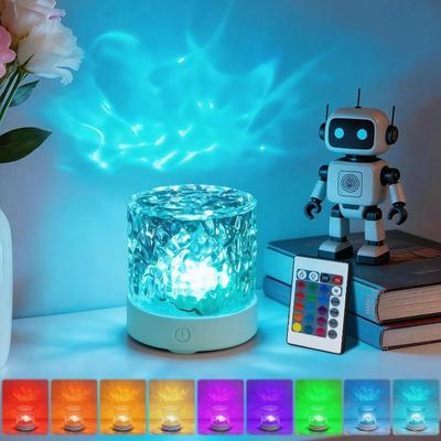 Northern Lights Aurora Projector Ocean Wave Galaxy Light 16 Colors Rotating Water Ripple Lamp for Bedroom Sleeping Home Theater Party Decor