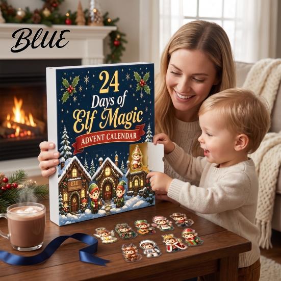 Durable Acrylic Holiday Patches Magic Elf Advent Calendar, 24 Day 2D Ornament Set with Christmas Decorative Hanging Charms Cute Mini Figures,