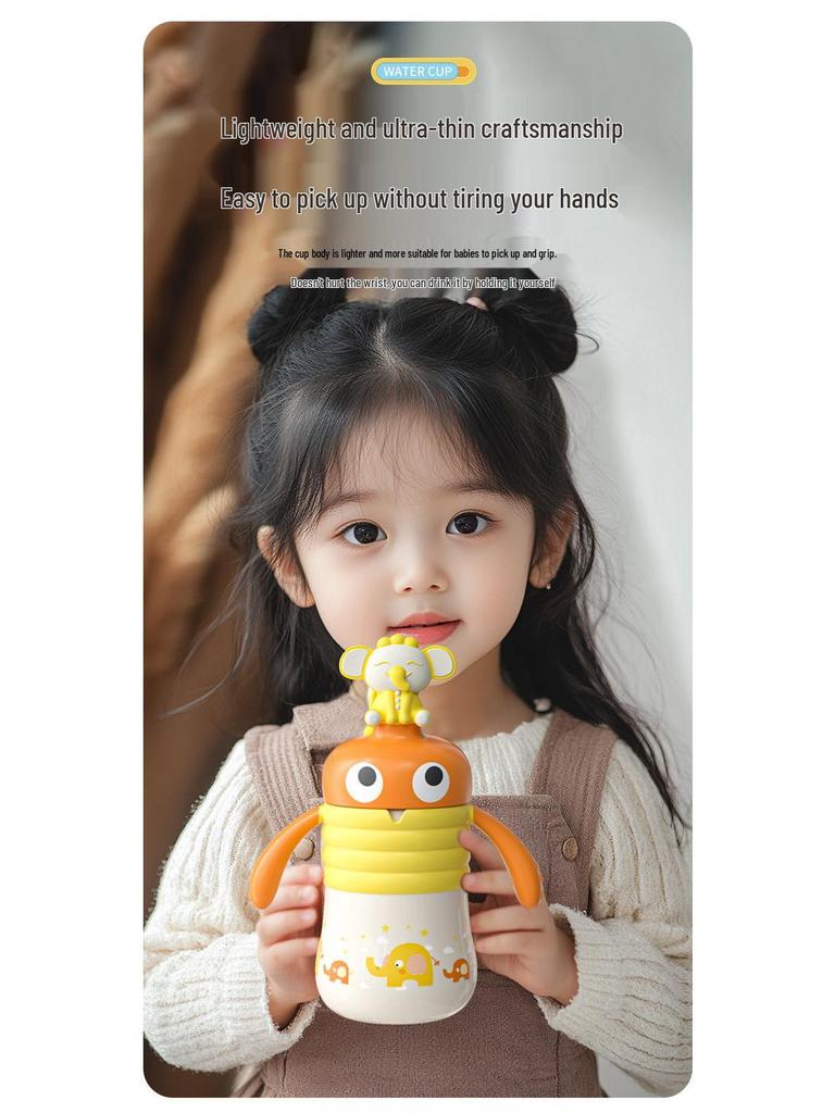 Niedlicher Haustier-Milchbecher: Babyflasche aus Edelstahl 316 mit Strohhalm für Kinder – Ideal für Milch und Haushaltsgebrauch