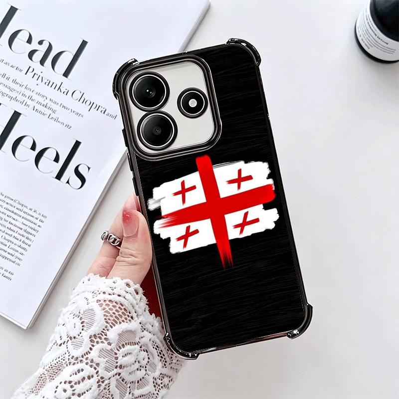 Georgia Passport Flag Plating Phone Case For Xiaomi Redmi Note 14 15 Pro Plus 13 12 11 11S 11T 10 9S 9 5G Anti-Fall Airabag Cove