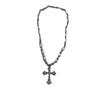 Gothic Punk Hollowed-out Cross Zircon Pendant Imitation Pearl Beaded Necklace for Women Hip-hop Trend Charm Jewelry Accessories