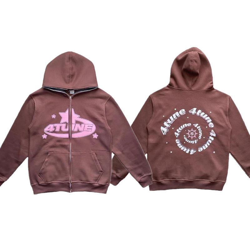 PlusSize Clothes Star Letter Print Retro Oversized Hoodie Women Y2K Street Hip-Hop Color Harajuku Casual Zipper Women Sweatshirt