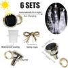 6Pcs Solar Bottle Lights Outdoor Waterproof Wine Bottle Lights 2M 20 LED Copper Wire Fairy String Lights Auto On/Off for Wedding Christmas Party