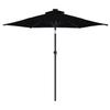 225x225x212 Cm Black Sun Umbrella with Steel Pole