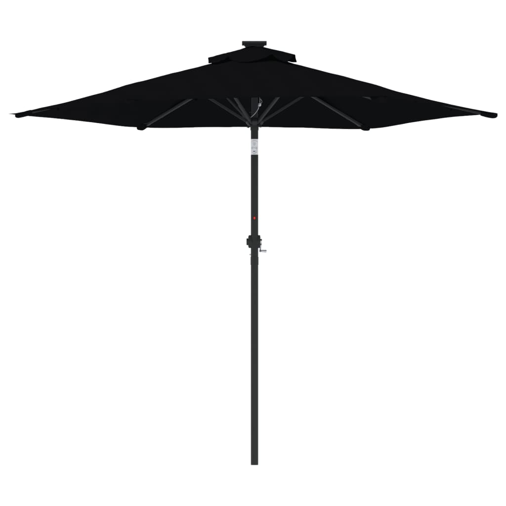 225x225x212 Cm Black Sun Umbrella with Steel Pole