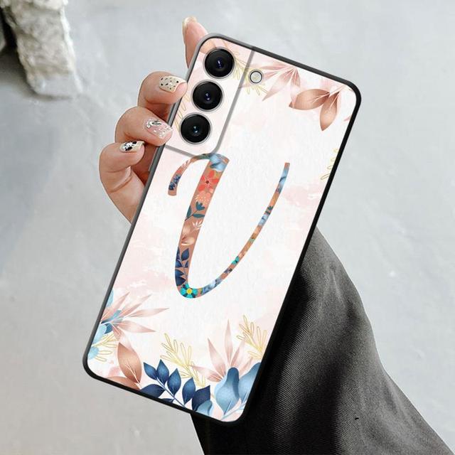 Handyhülle für Samsung Galaxy S23 S22 S21 S20 Fe Ultra S10 S9 S8 Plus Note 20ultra 10plus Hülle Blumenmuster Blatt Buchstabe Kunst