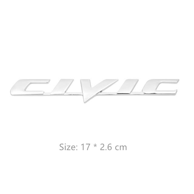 Civic Logo Car Trunk Sticker Aluminium Trim Accessories For Honda Civic Fit Jazz Accord Pilot CRV Odyssey Passport City ZR-V