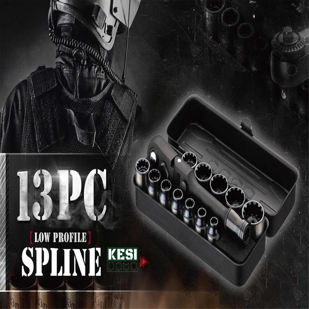 Arsenal Tool Socket Set with Storage Square 15mm Socket Short Ultra-Short Set, 12-Piece Case, 6.35mm Drive, Height, 4/4.5/5/5.5/6/7/8/9/10/11/12/13mm,