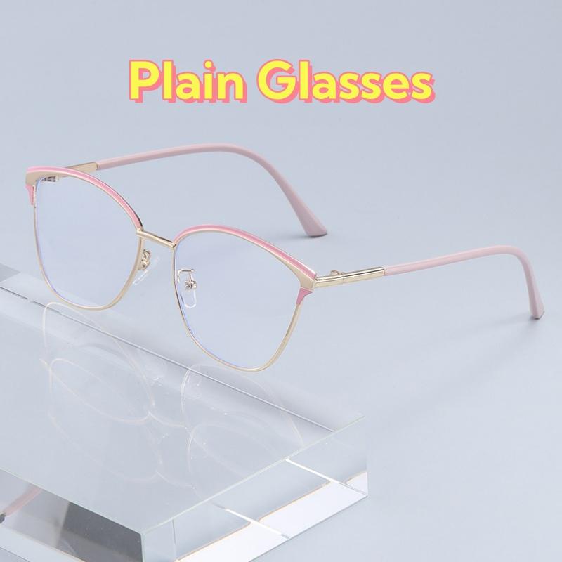 Large Framed Cat Eye Optical Glasses Cute Sweet School Style Metal For Women Men Anti Blue Light Glasses Eye Protection