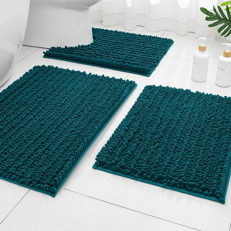 Chenier Solid Color Long Hair Bedside Mat Bedroom Carpet Bathroom Absorbent Floor Mat Bathroom Non-Slip Foot Mat Toilet Door Mat