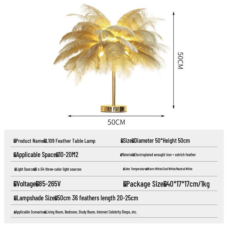 Nordic Ostrich Feather Floor Lamp - Bedroom & Living Room Decorative Light