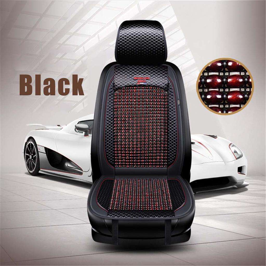 1/2x Car Seat Covers Interior Accessories Wooden Bead Seat Cushion Summer Cool Auto Seat Mat Pad PU Leather Breathable Handmade
