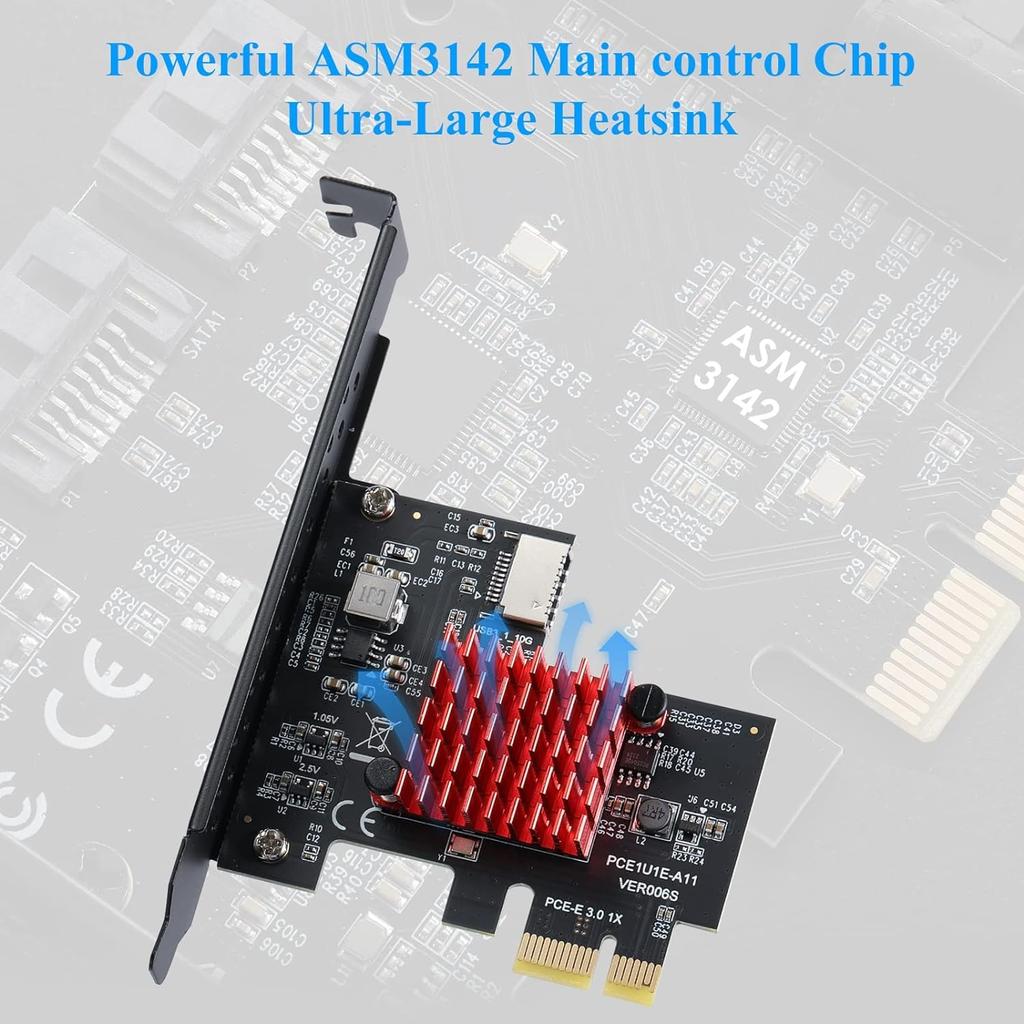 YBBOTT Express Expansion 1X To USB Type E Gen2 10Gbps Front Panel Adapter X1 Adapter Supports PCI-E Card, PCI-E 3.1 A-Key, Card, 3.0 ASM3142,