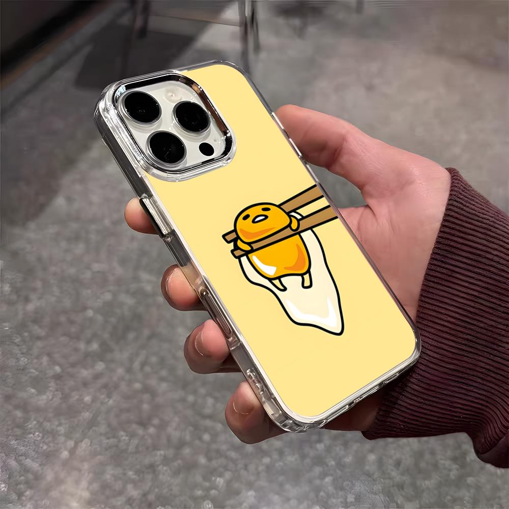 G-Gudetama Egg Cute Phone Case For IPhone 17 Air 16 E 15 14 13 12 11 Plus Pro Max Electroplated Transparent Soft Shell