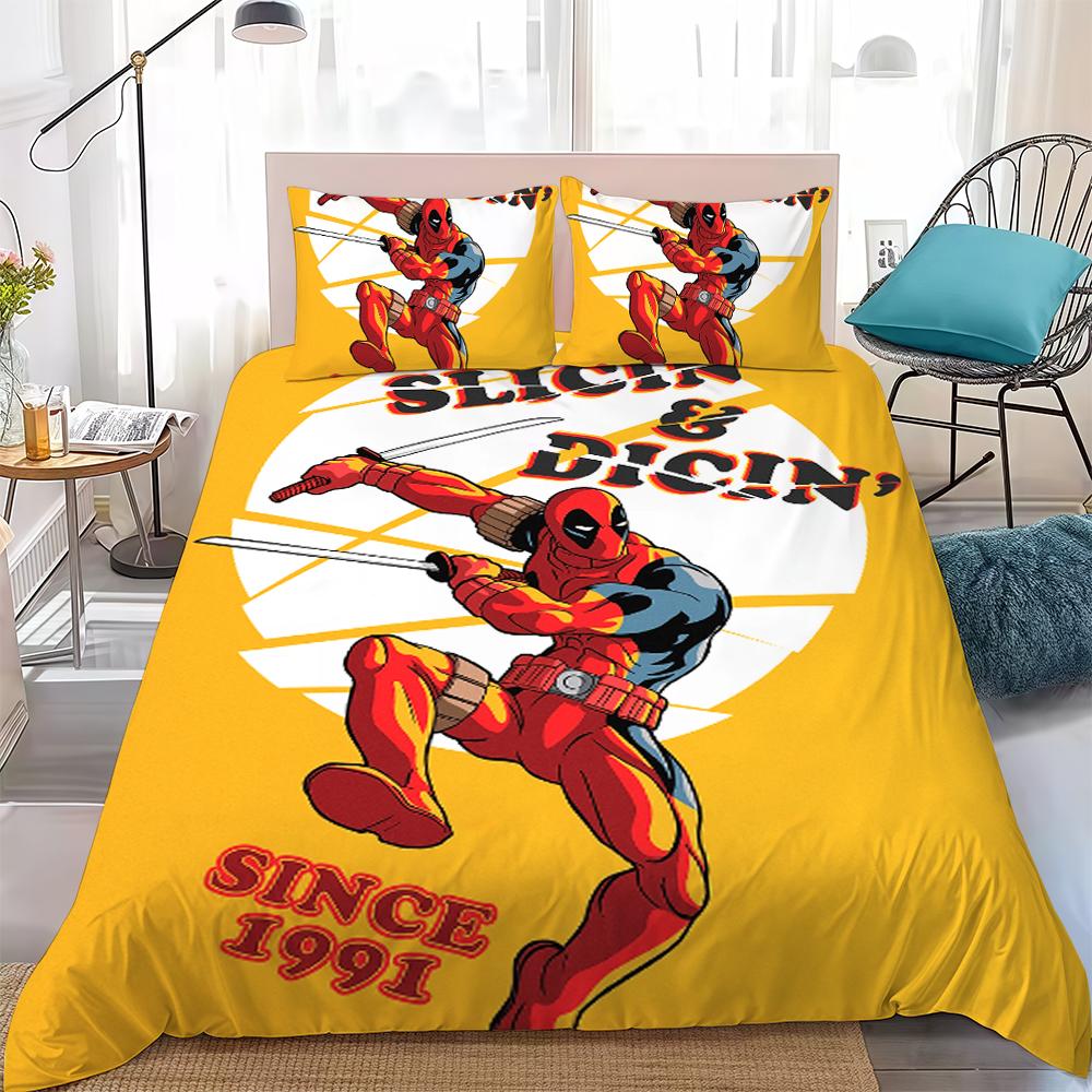 Cool D-Deadpool Duvet Cover Set Home Style Bedding Soft Laundry Cotton Bed 3 Piece Set Student Dormitory Gift