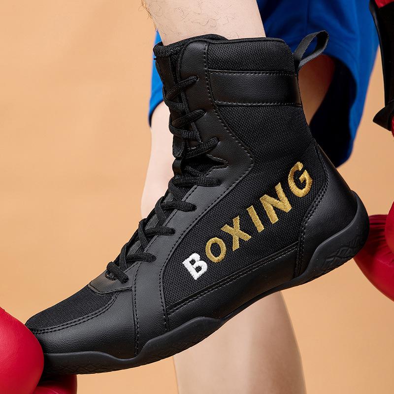 Sports comprehensive training shoes gym indoor squat men's high-top professional boxing shoes women's sanda fighting boxing shoes
