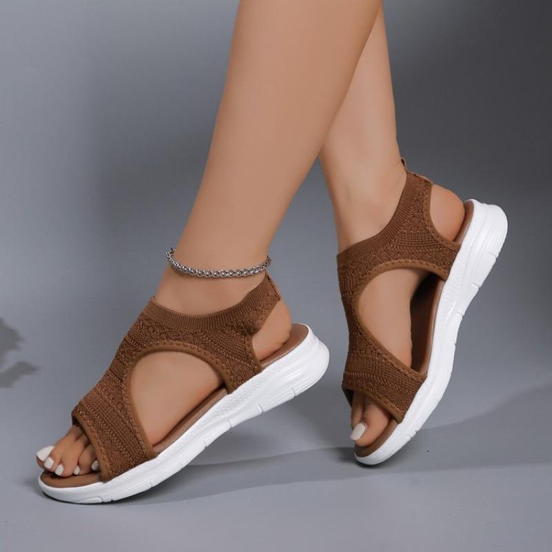Large size fly-woven sandals for women's summer new models, light outer sandals for one pedal