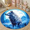 Boho Round Cat Multicolor Accent Rug, Non-Slip Floor Mat for Kids Room
