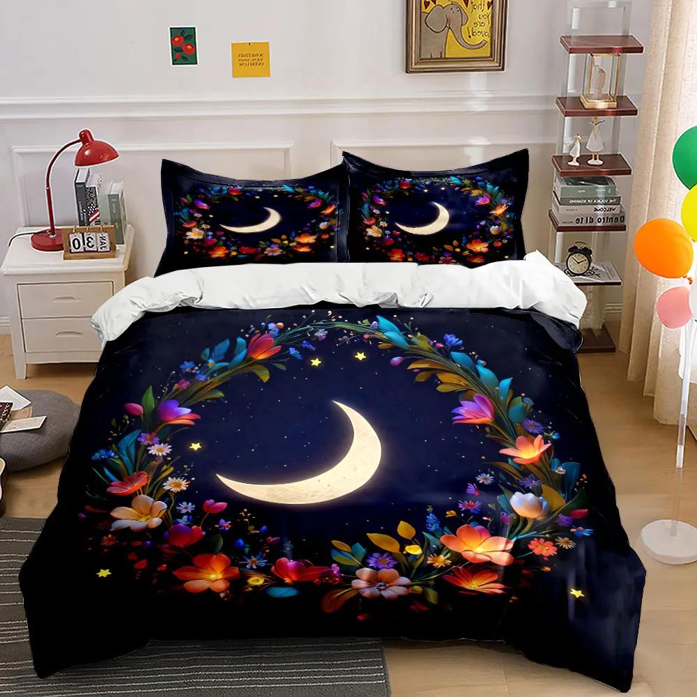 "Floral Moonlight Decor Set" Soft Comfortable Duvet Cover Bedding Set Included 1*Duvet Cover & 2*Pillowcases Gift