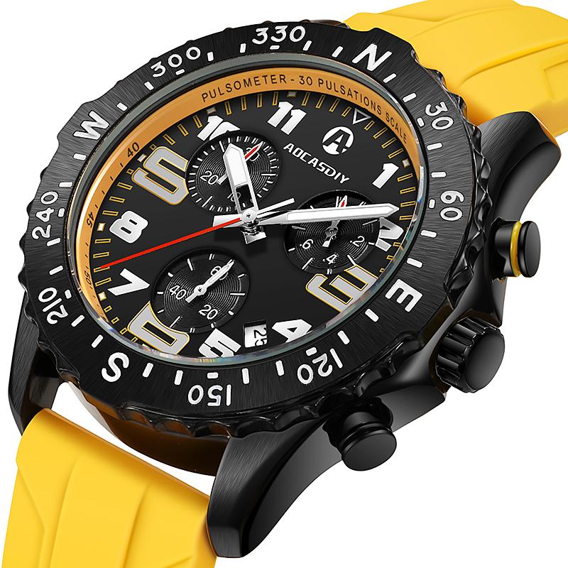 Mens Watches Colorful Sport Watch Luxury Men Quartz Wrist Watches Chronograph Male Clock Chronograph Silicone Watch