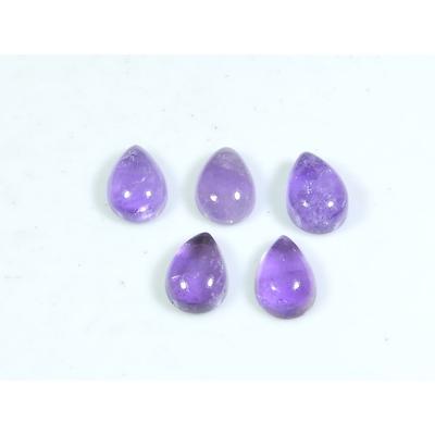 7X10MM Natural Amethst Ring Size Pear Cabochon Loose Gemstone 5Pcs Lot 10Cts A-426