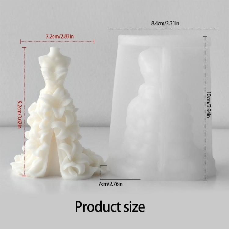 Wedding Dress Shape Silicone Molds for Handmade Scented Candle Soap Chocolate Wedding Home Decoration and Resin Casting