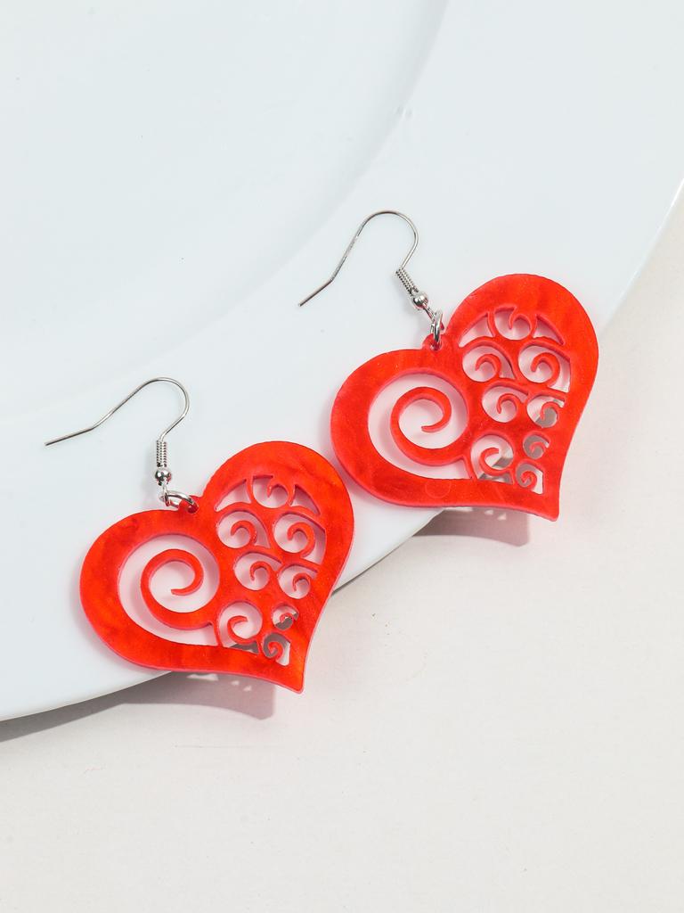 New Valentine's Day Heart Acrylic Earring for Women Girls Creative Glitter Love Vine Hollow Drop Earrings Fashion Jewelry Gifts