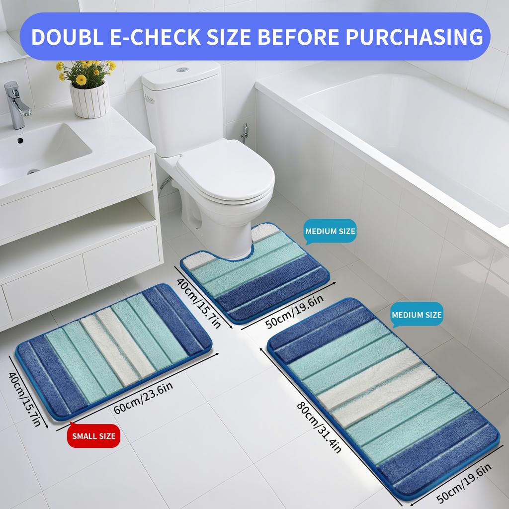 Bath Mat Set 50×80CM and 40×50CM Extra Soft Absorbent Microfiber Non-Slip Rugs for Shower Floor Bathmat Bathroom Accessori Decor