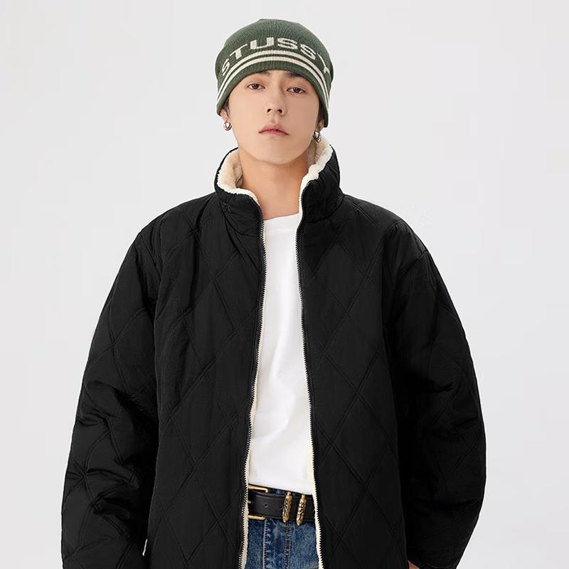 MINISO Men's Heavyweight Plush-Lined Stand Collar Winter Jacket