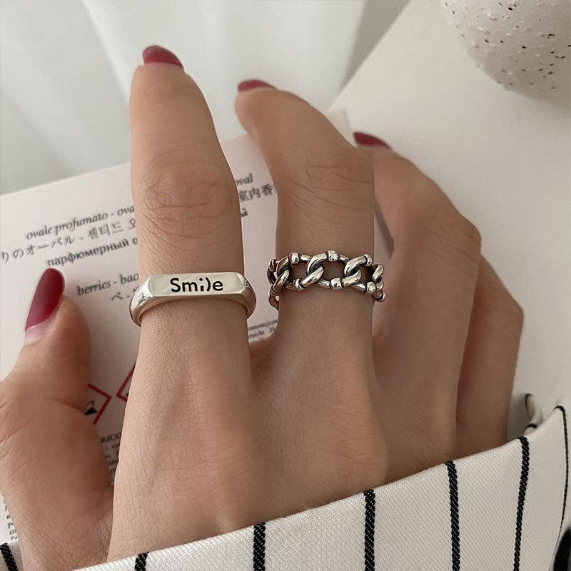 Ins Fashion Inspired Adjustable Open Ring With Charming Chain Design For Womens Wear Casual